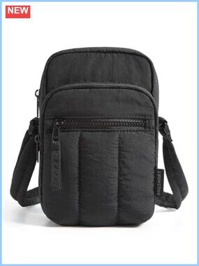 RFID Blocking Puffer Crossbody Bag Mini Travel Wallet Adjustable Strap